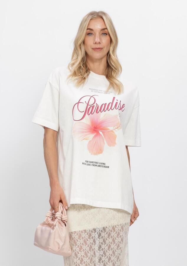 CATWALK JUNKIE Dames Tops & T-shirts Oversized Graphic T-shirt Gebroken Wit