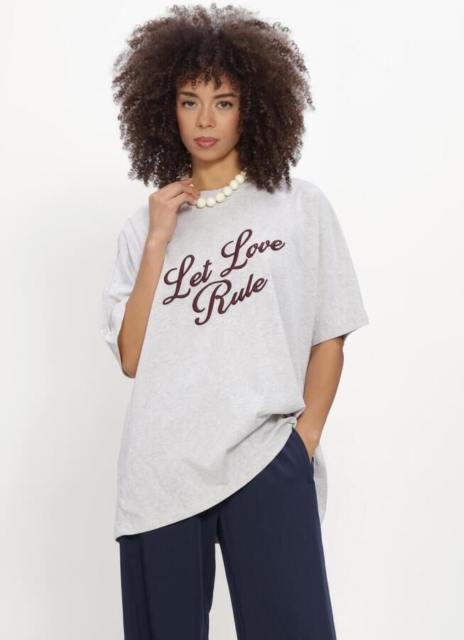 CATWALK JUNKIE Dames Tops & T-shirts Oversized Graphic Tshirt Lichtgrijs