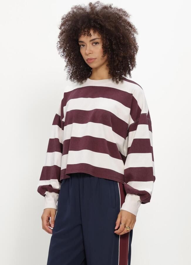 CATWALK JUNKIE Dames Tops & T-shirts Oversized Striped Long Sleeve Bordeaux