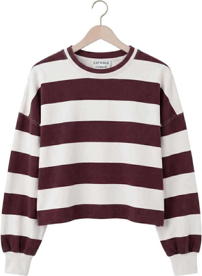 CATWALK JUNKIE Dames Tops & T-shirts Oversized Striped Long Sleeve Bordeaux - Foto 2