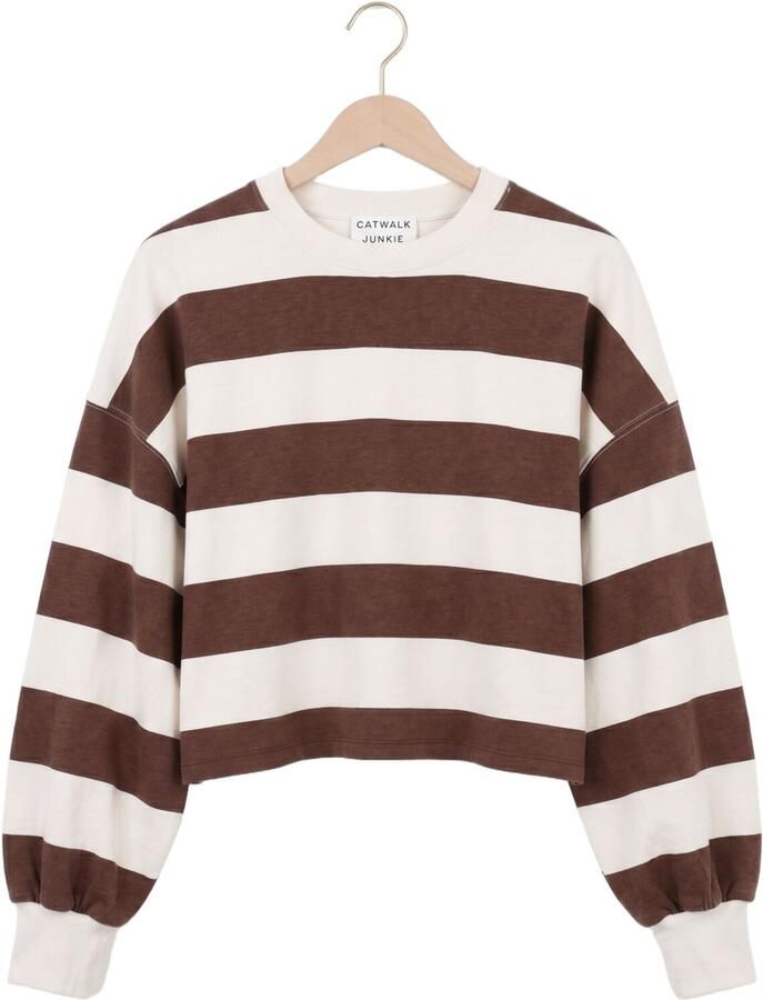 CATWALK JUNKIE Dames Tops & T-shirts Oversized Striped Long Sleeve Bruin - Foto 2