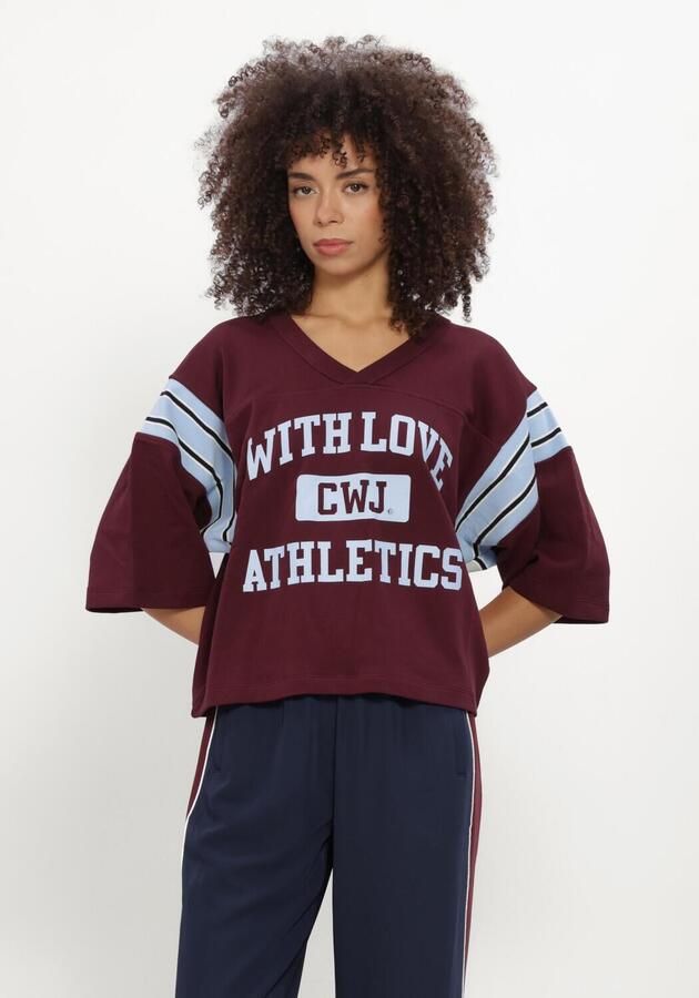 CATWALK JUNKIE Dames Tops & T-shirts Sporty Graphic Short Sleeve Sweater Bordeaux