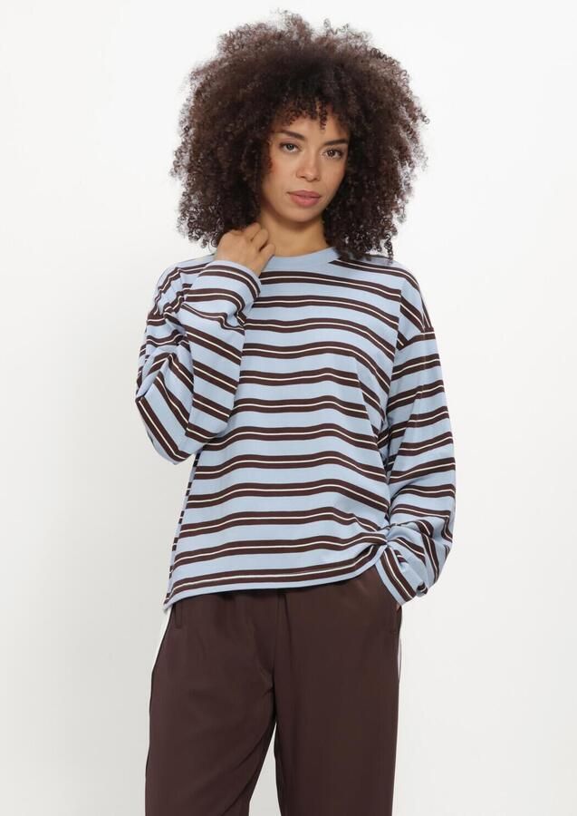 CATWALK JUNKIE Dames Tops & T-shirts Striped Long Sleeve Lichtblauw