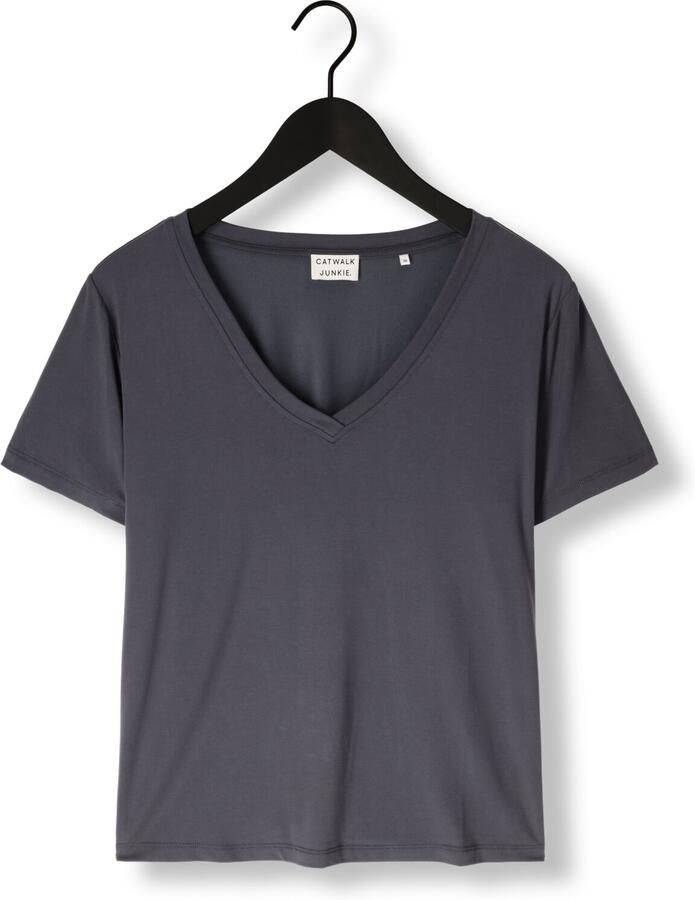 CATWALK JUNKIE Dames Tops & T-shirts Tshirt With Vneck Grijs
