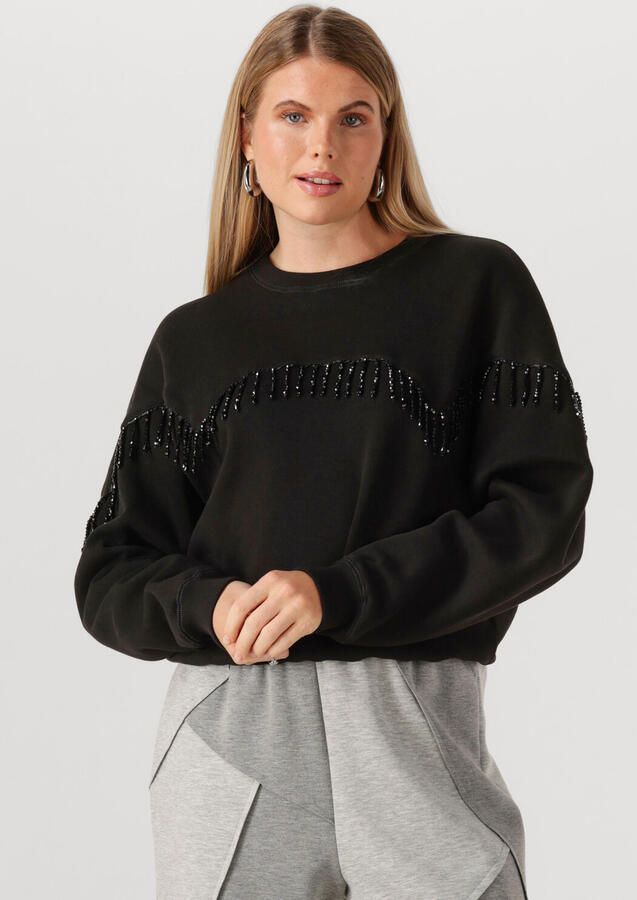 CATWALK JUNKIE Dames Truien & Vesten Beaded Fringed Sweater Zwart - Foto 4