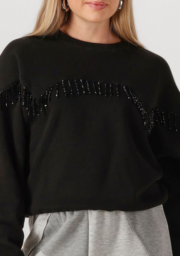 CATWALK JUNKIE Dames Truien & Vesten Beaded Fringed Sweater Zwart - Foto 2