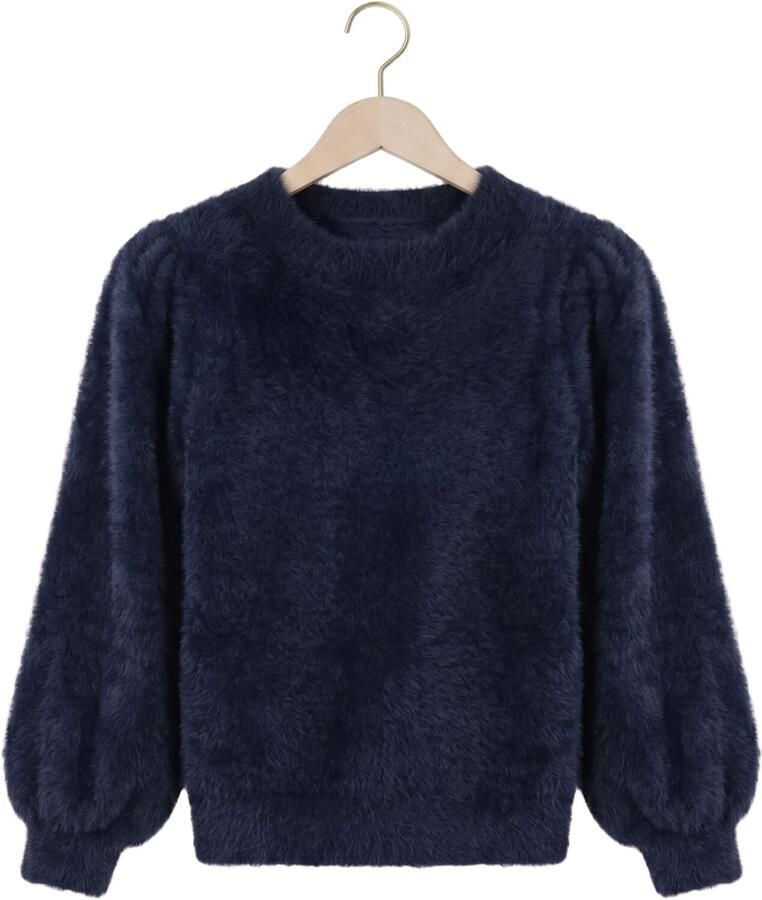 CATWALK JUNKIE Dames Truien & Vesten Fuzzy Puff Sleeve Knit Donkerblauw - Foto 2