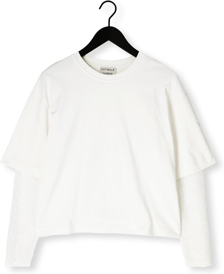 CATWALK JUNKIE Dames Truien & Vesten Loose Fit Tshirt With Lace Sleeves Gebroken Wit - Foto 2