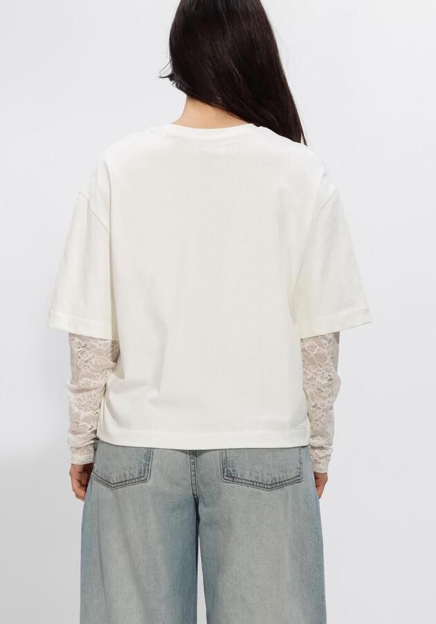 CATWALK JUNKIE Dames Truien & Vesten Loose Fit Tshirt With Lace Sleeves Gebroken Wit - Foto 3