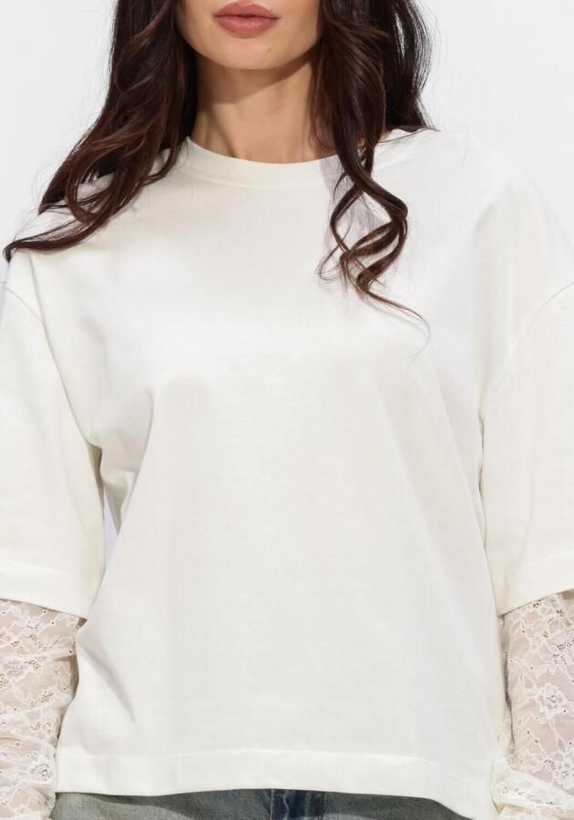 CATWALK JUNKIE Dames Truien & Vesten Loose Fit Tshirt With Lace Sleeves Gebroken Wit - Foto 4