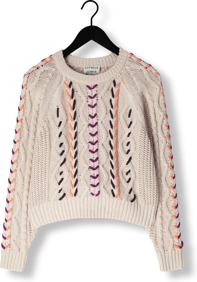 CATWALK JUNKIE Dames Truien & Vesten Multi Color Cable Knit Ecru - Foto 3