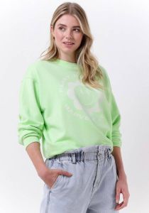 Catwalk Junkie sweater SW HARVEST LOVE van biologisch katoen limegroen wit