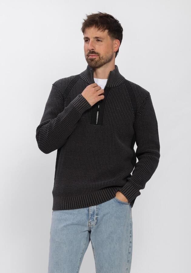 CHASIN' Oliver Dual Halfzip katoenen regular fit gebreide trui antraciet
