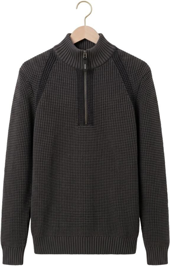 CHASIN' Oliver Dual Halfzip katoenen regular fit gebreide trui antraciet - Foto 4