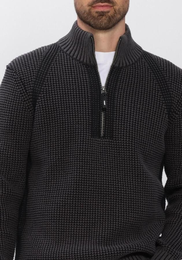 CHASIN' Oliver Dual Halfzip katoenen regular fit gebreide trui antraciet - Foto 3