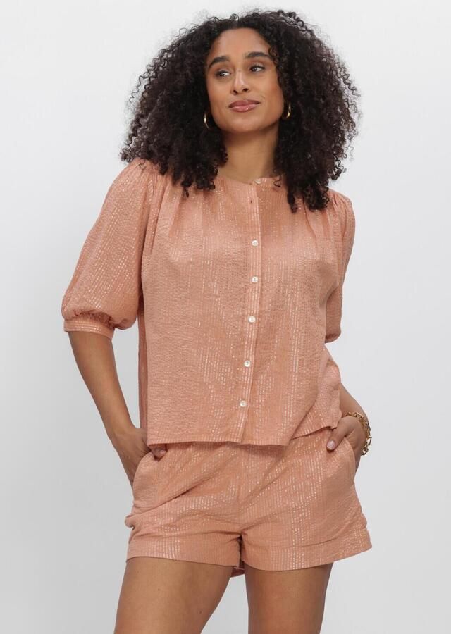 Circle of Trust gestreepte blouse met linnen oranje