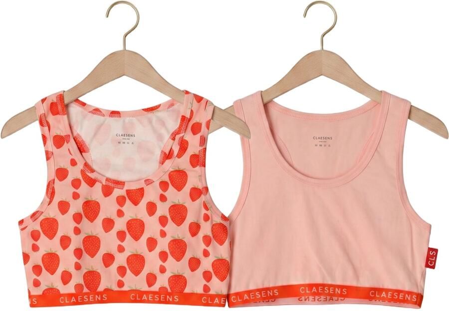 CLAESEN'S Meisjes Nachtkleding Crop Top 2-pack Lichtroze
