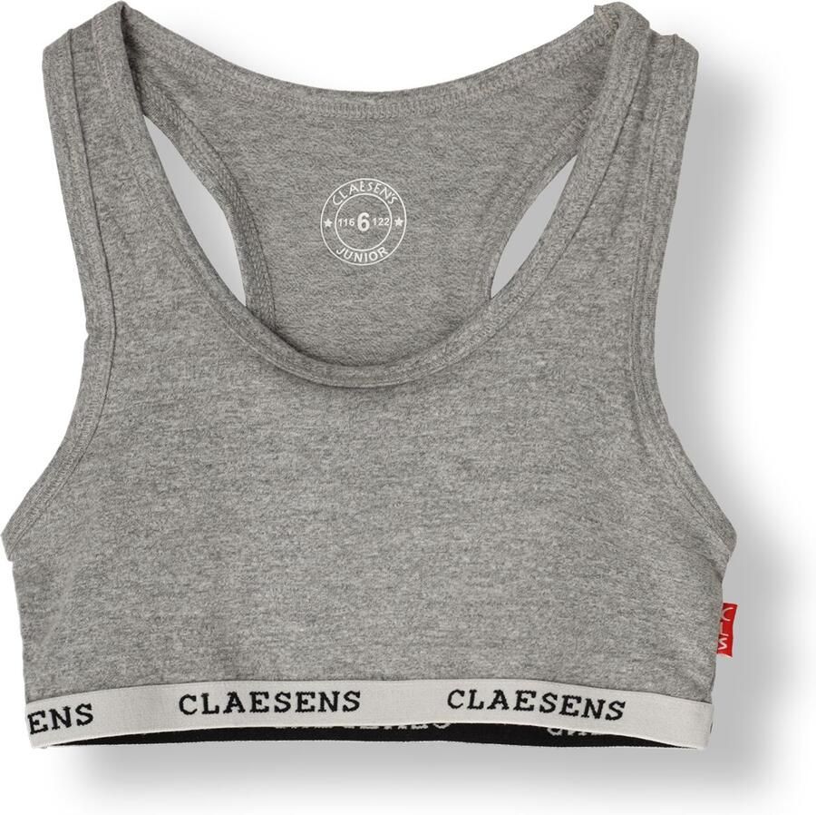 Claesen's bh top grijs melange wit Meisjes Stretchkatoen Effen 128 134 - Foto 2