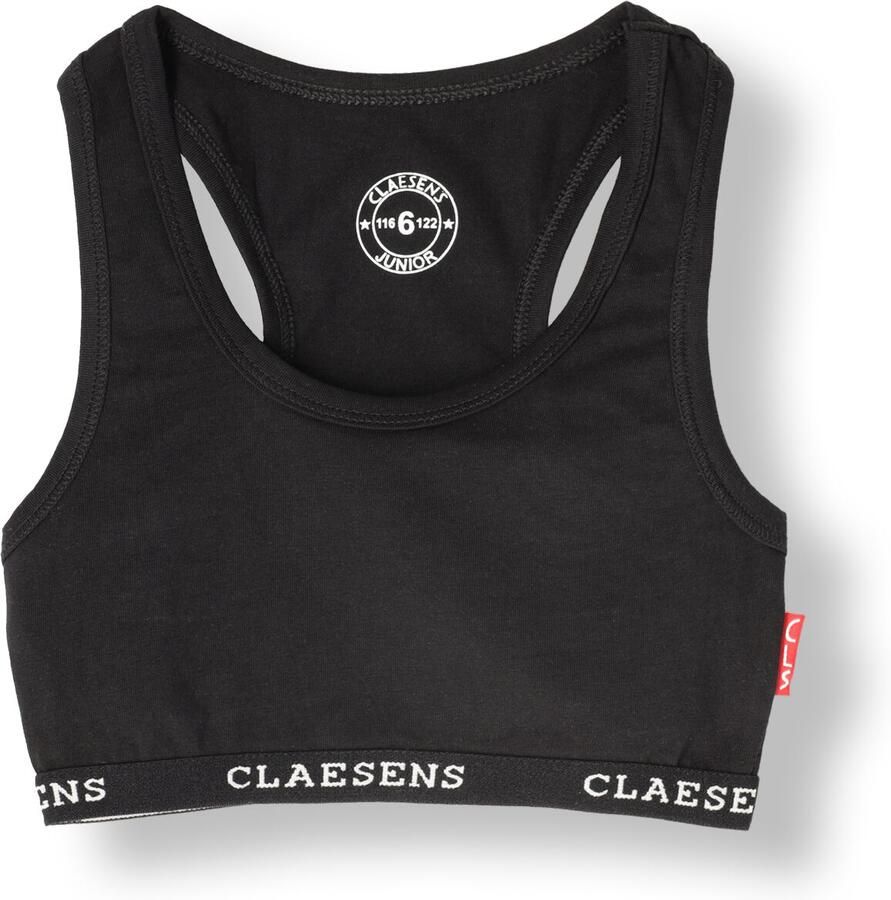 Claesen's bh top zwart Meisjes Stretchkatoen Effen 116 122 - Foto 2