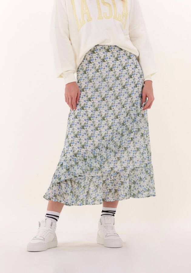 COLOURFUL REBEL Dames Rokken Timi Flower Ruffle Midi Skirt Blauw