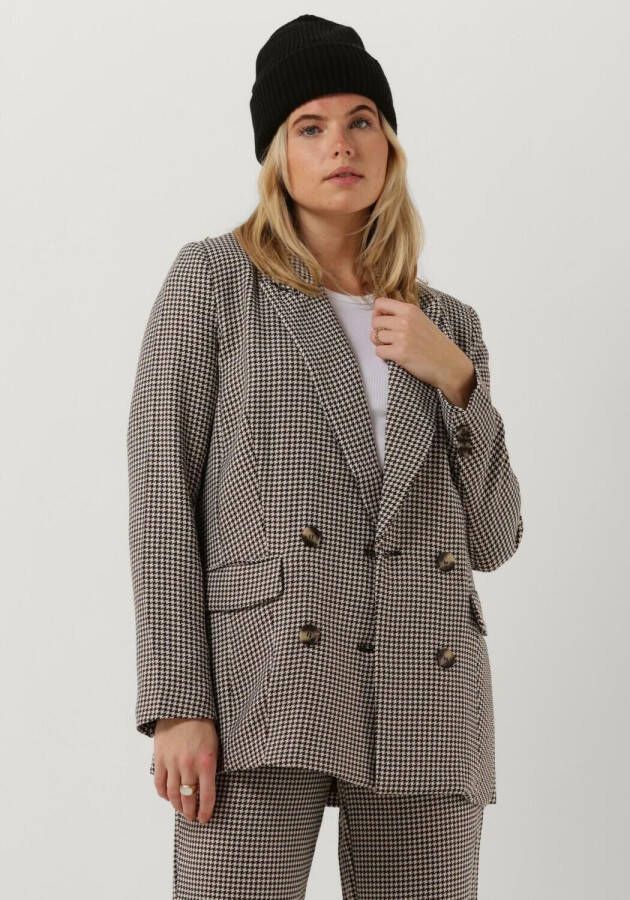 COLOURFUL REBEL Dames Blazers Rikki Jacquard Dogtooth Boyfriend Blazer Bruin