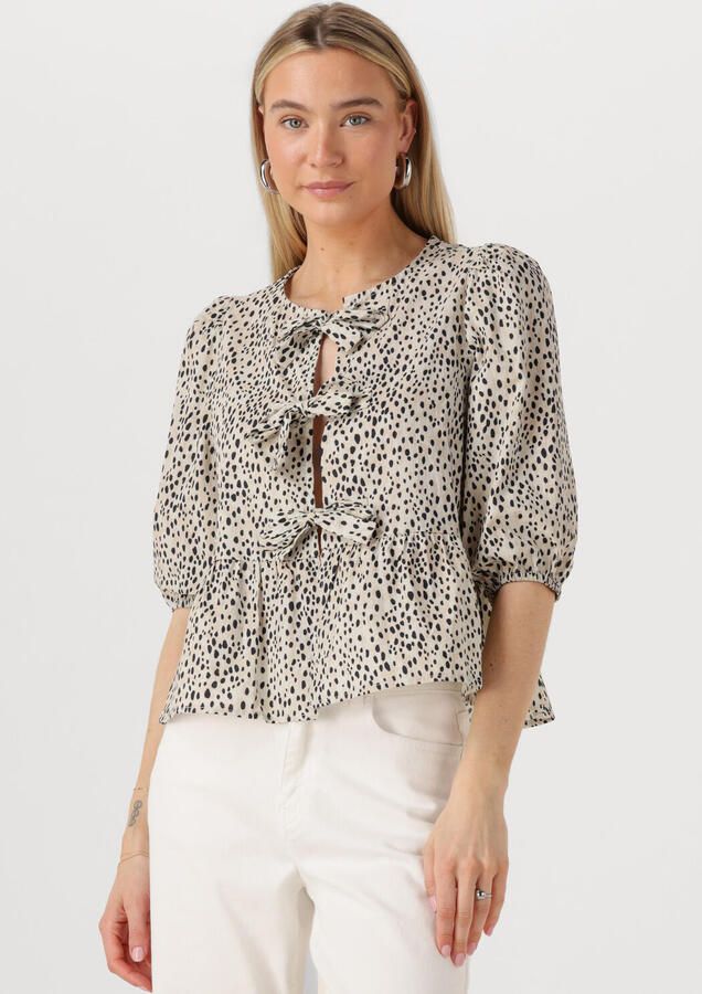 COLOURFUL REBEL Dames Tops & T-shirts Lina Cheetah Bow Top Beige - Foto 4