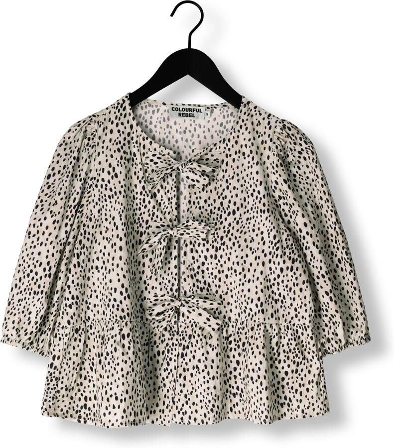 COLOURFUL REBEL Dames Tops & T-shirts Lina Cheetah Bow Top Beige - Foto 1