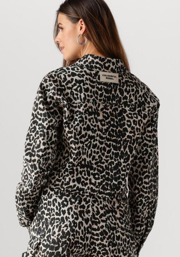 COLOURFUL REBEL Dames Blouses Olle Leopard Cropped Denim Blouse Bruin - Foto 2
