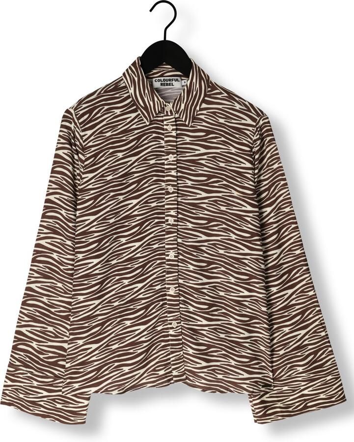 COLOURFUL REBEL Dames Blouses Tia Zebra Kimono Sleeve Blouse Bruin - Foto 1