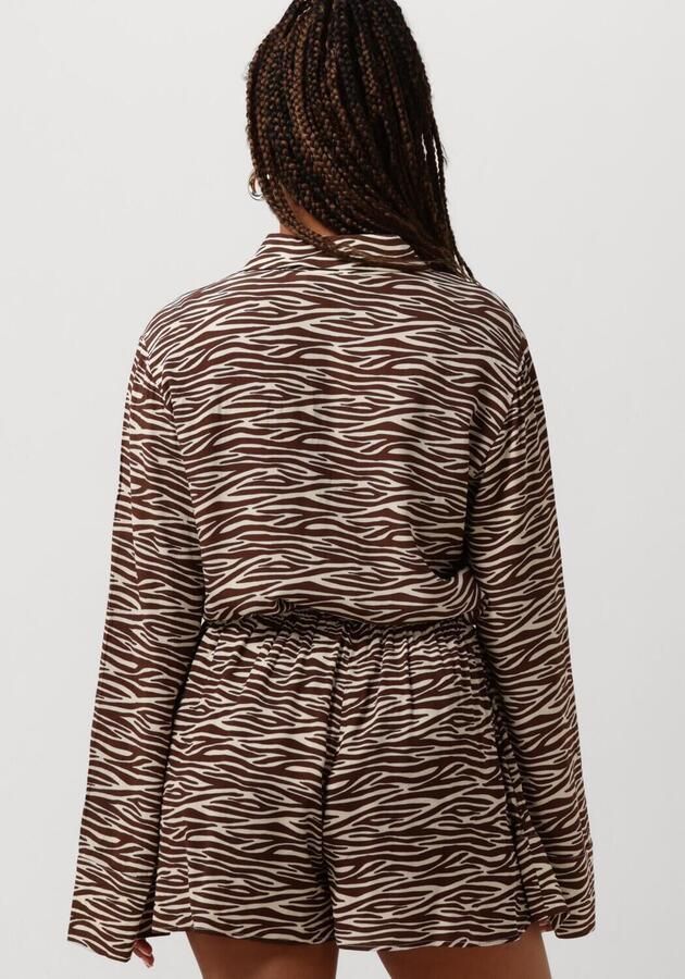 COLOURFUL REBEL Dames Blouses Tia Zebra Kimono Sleeve Blouse Bruin - Foto 2