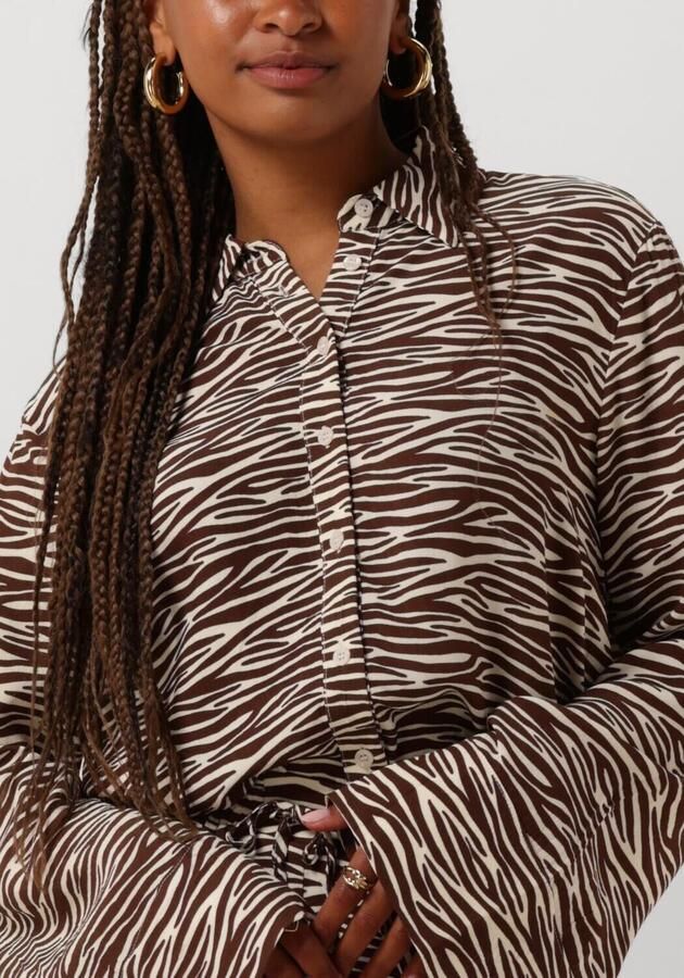 COLOURFUL REBEL Dames Blouses Tia Zebra Kimono Sleeve Blouse Bruin - Foto 3