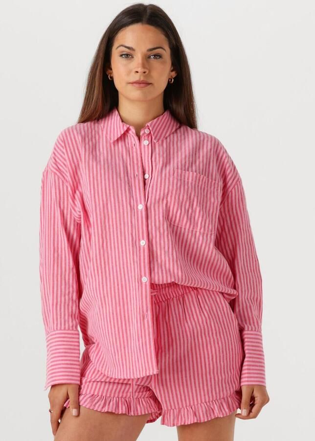 COLOURFUL REBEL Dames Blouses Vicky Striped Dropped Shoulder Blouse Koraal - Foto 4