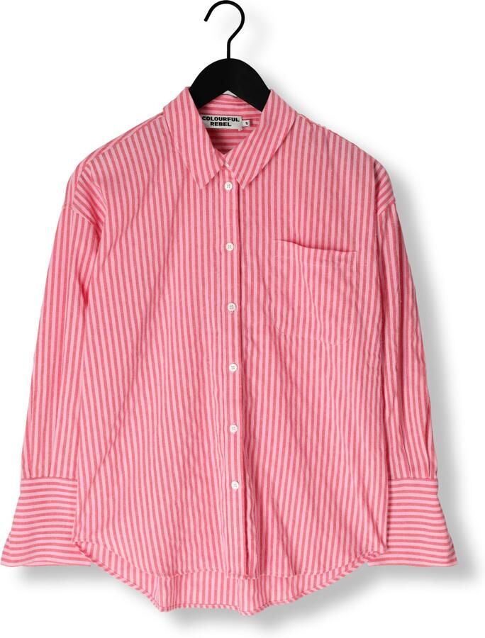 COLOURFUL REBEL Dames Blouses Vicky Striped Dropped Shoulder Blouse Koraal