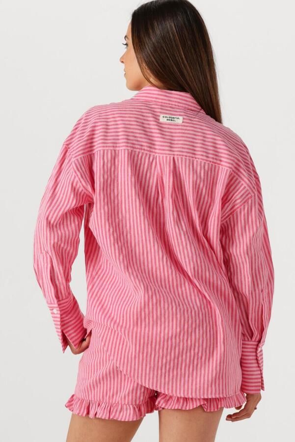 COLOURFUL REBEL Dames Blouses Vicky Striped Dropped Shoulder Blouse Koraal - Foto 3