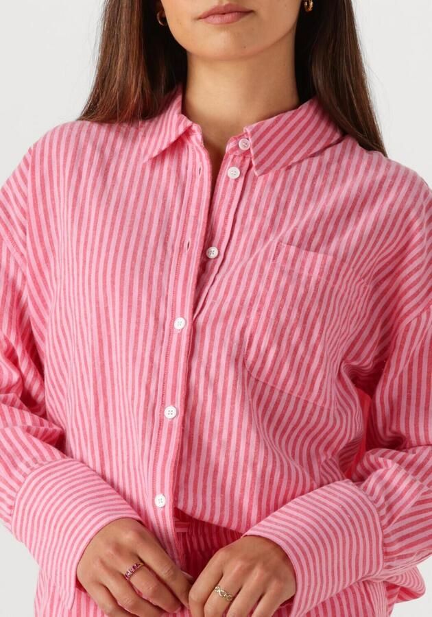 COLOURFUL REBEL Dames Blouses Vicky Striped Dropped Shoulder Blouse Koraal - Foto 2