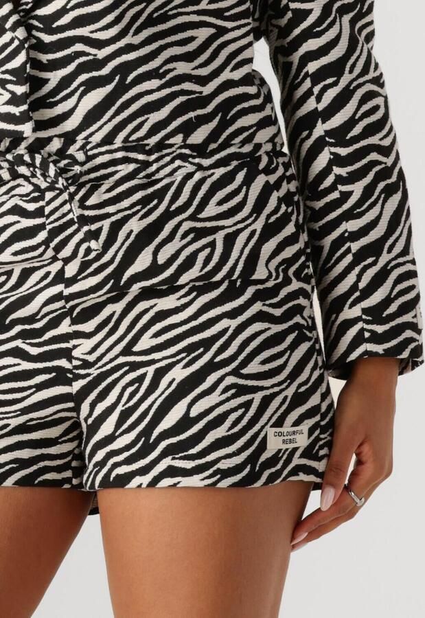 COLOURFUL REBEL Dames Broeken Florence Zebra Jacquard Short Grijs - Foto 3