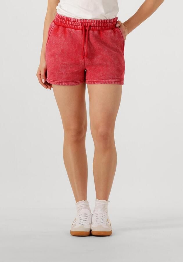 COLOURFUL REBEL Dames Broeken Uni Logo Acid Wash Sweat Short Rood - Foto 4