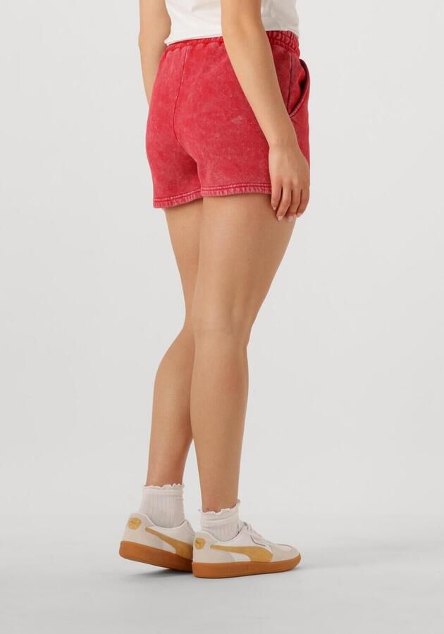 COLOURFUL REBEL Dames Broeken Uni Logo Acid Wash Sweat Short Rood - Foto 2