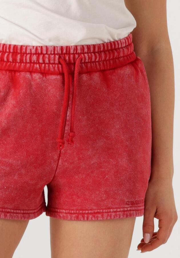 COLOURFUL REBEL Dames Broeken Uni Logo Acid Wash Sweat Short Rood - Foto 3