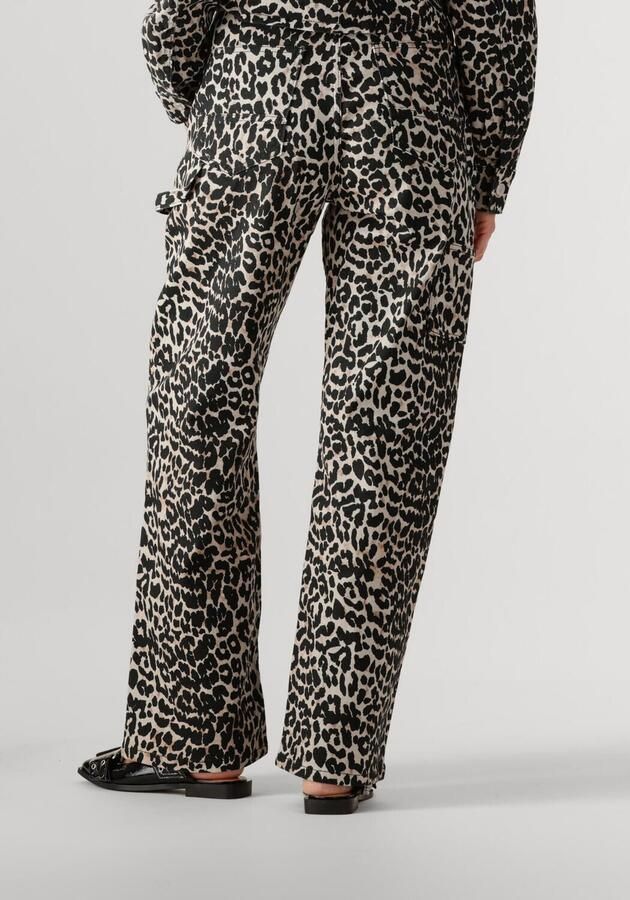 Colourful Rebel high waist straight leg jeans met panterprint zwart beige