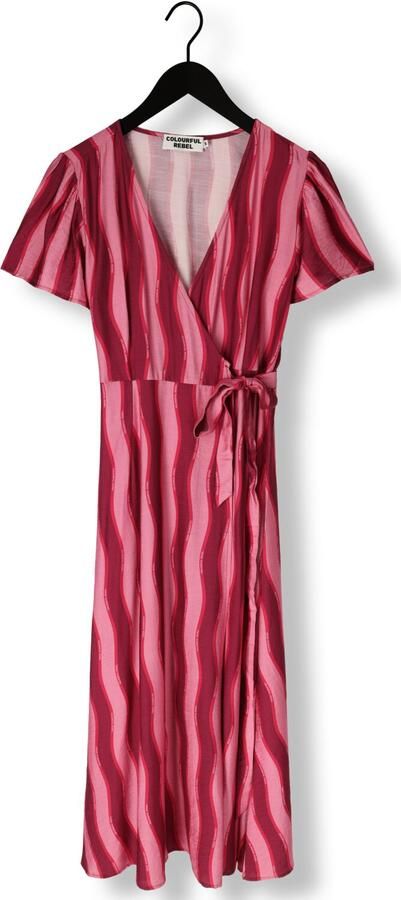 COLOURFUL REBEL Dames Jurken Ava Striped Real Wrap Maxi Dress Ss Roze - Foto 3