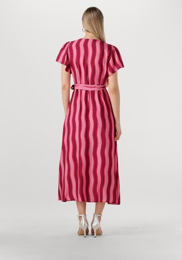 COLOURFUL REBEL Dames Jurken Ava Striped Real Wrap Maxi Dress Ss Roze