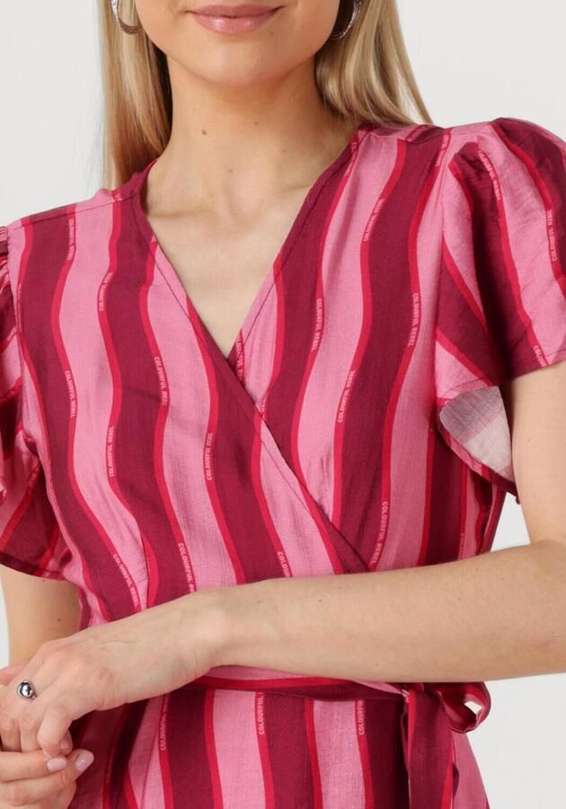 COLOURFUL REBEL Dames Jurken Ava Striped Real Wrap Maxi Dress Ss Roze - Foto 2