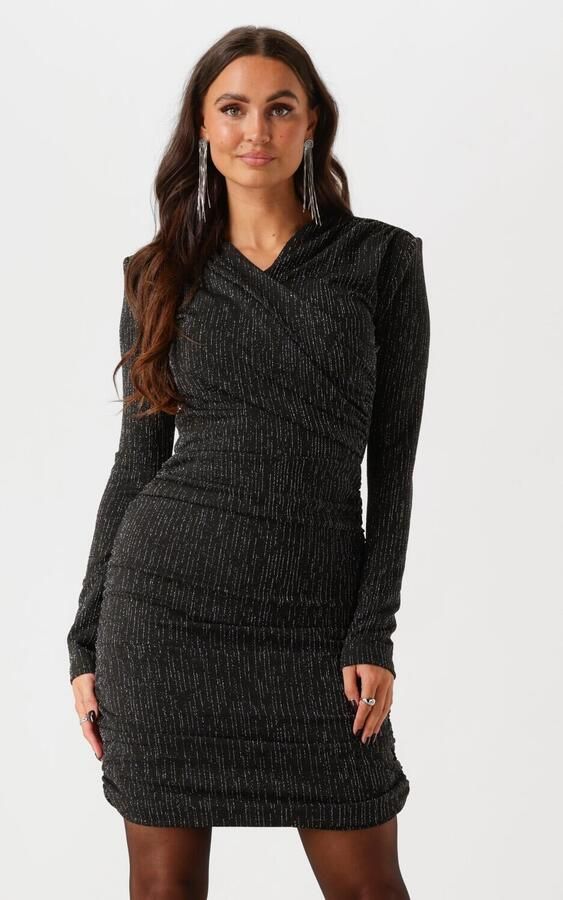 Colourful Rebel jurk Bryssa Lurex Stripes Padded dress LS zwart zilver - Foto 4