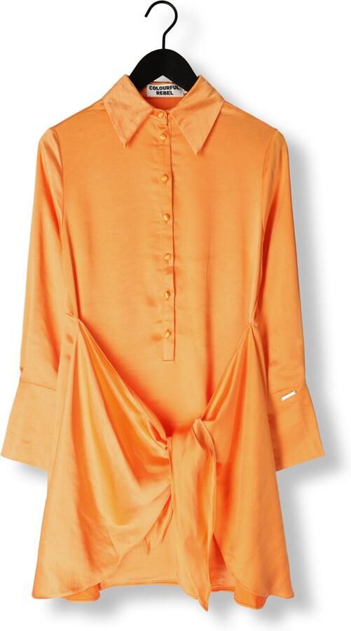 COLOURFUL REBEL Dames Jurken Mette Satin Wrap Dress Oranje - Foto 3