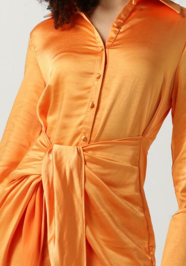 COLOURFUL REBEL Dames Jurken Mette Satin Wrap Dress Oranje - Foto 2
