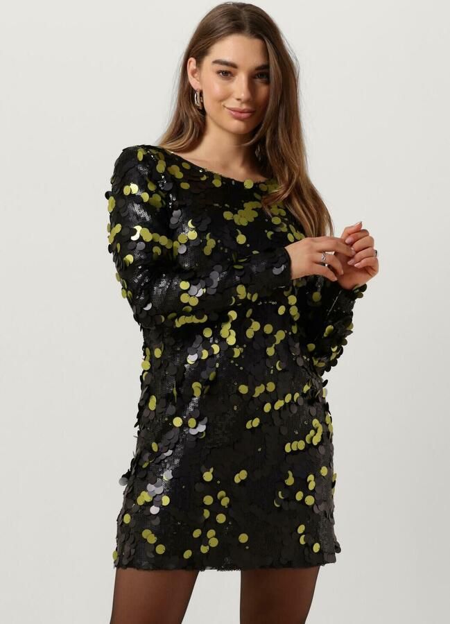 COLOURFUL REBEL Dames Jurken Tini Sequins Straight Dress Zwart - Foto 4