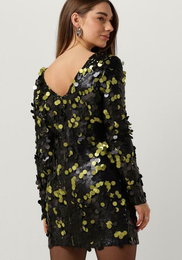 COLOURFUL REBEL Dames Jurken Tini Sequins Straight Dress Zwart