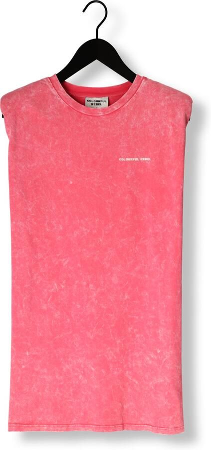COLOURFUL REBEL Dames Jurken Tropical Beach Tour Acid Wash Padded Dress Sl Roze - Foto 3