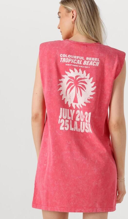 COLOURFUL REBEL Dames Jurken Tropical Beach Tour Acid Wash Padded Dress Sl Roze - Foto 2